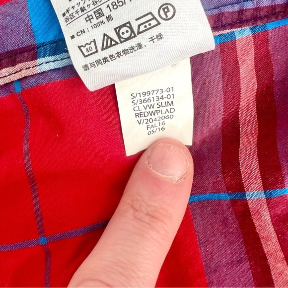 Gap Men’s Slim Fit Red and Blue Plaid Shirt XL - Picture 6 of 7